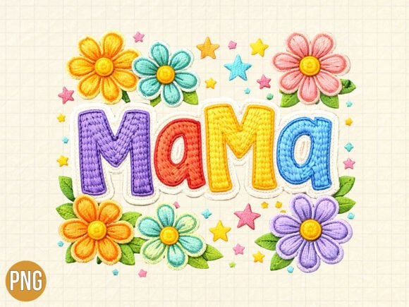 Download Mama Flower Patch Embroidery Design PNG - Mama Collection