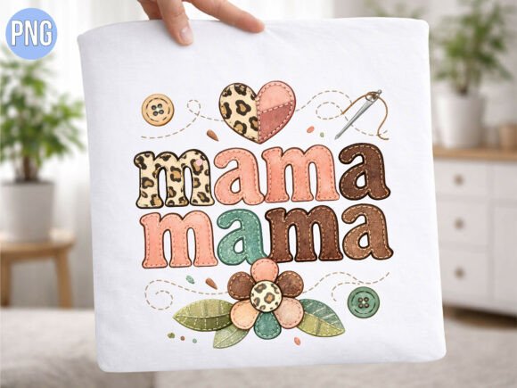 Download Leopard Floral Faux Stitch Mama PNG - Mama Collection