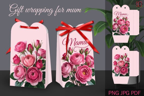 Download Gift Bag with Roses for Mum / Paper Craf - Mum Collection