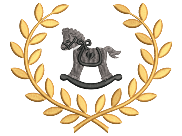 Download Rocking Horse Wreath Nursery Embroidery - Nursery embroidery Collection