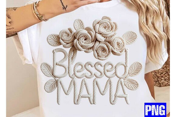 Download PNG Blessed Mama Faux Yarn PNG Faux Embr - Mama Collection