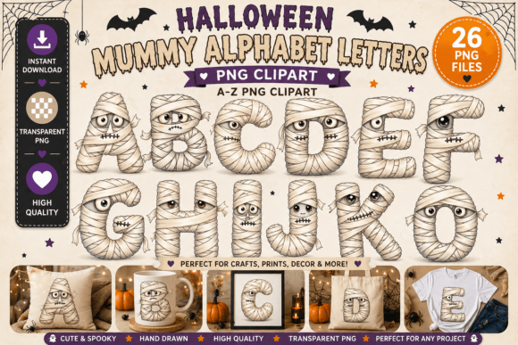 Download Halloween Mummy Alphabet Letters Clipart - Mum Collection