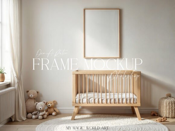 Download Nursery Frame Mockup PSD Frame Above Cot - Premium Resources