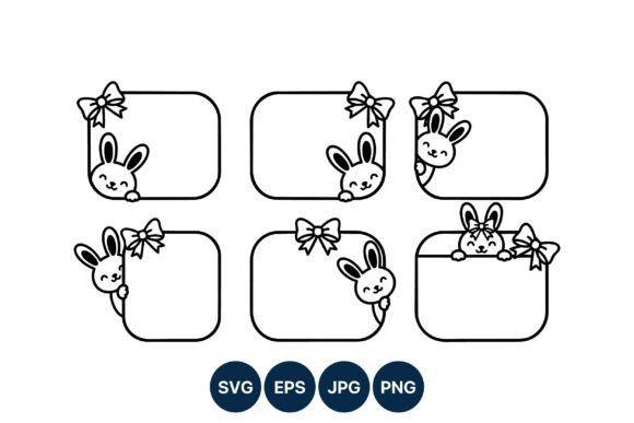 Download Cute Bunny Bow Frame Vector Art - Bow frame Collection