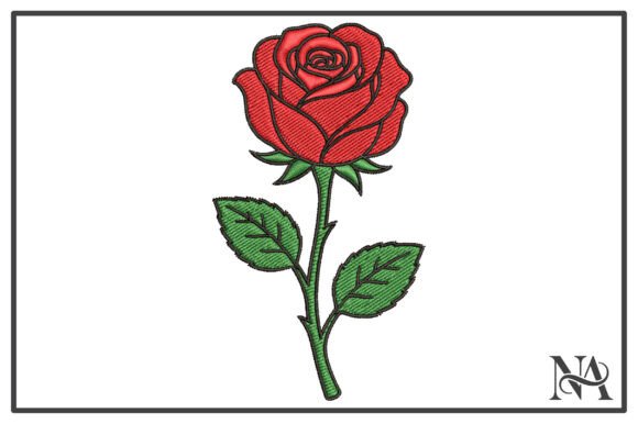 Download Classic Red Rose Stem Embroidery Design - Rose Collection