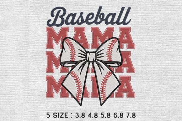 Download Baseball Mama Bow Embroidery Design File - Mama Collection