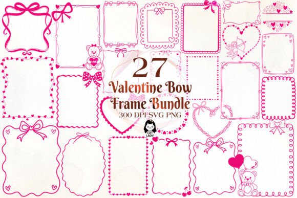 Download Coquette Valentine Bow Frame SVG Bundle - Bow frame Collection