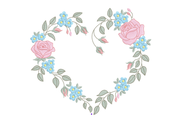Download Floral Heart Embroidery Design with Rose - Rose Collection