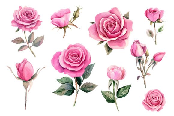 Download Watercolor Pink Rose - Rose Collection