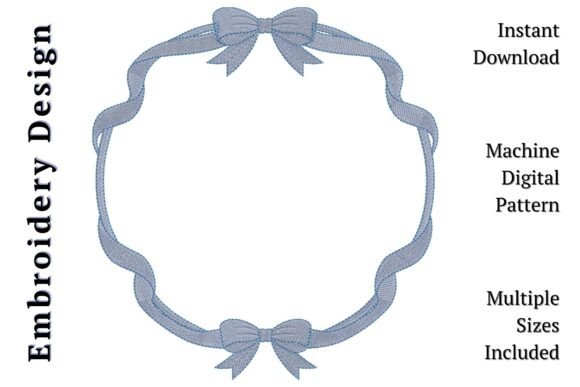 Download Blue Bow Frame Scalloped Ribbon Oval - Bow frame Collection